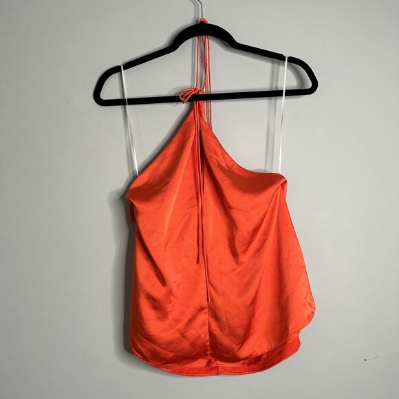 Obando Orange Skinny Strap Satin Tank Top Women's Size 4 - Picture 8 of 8